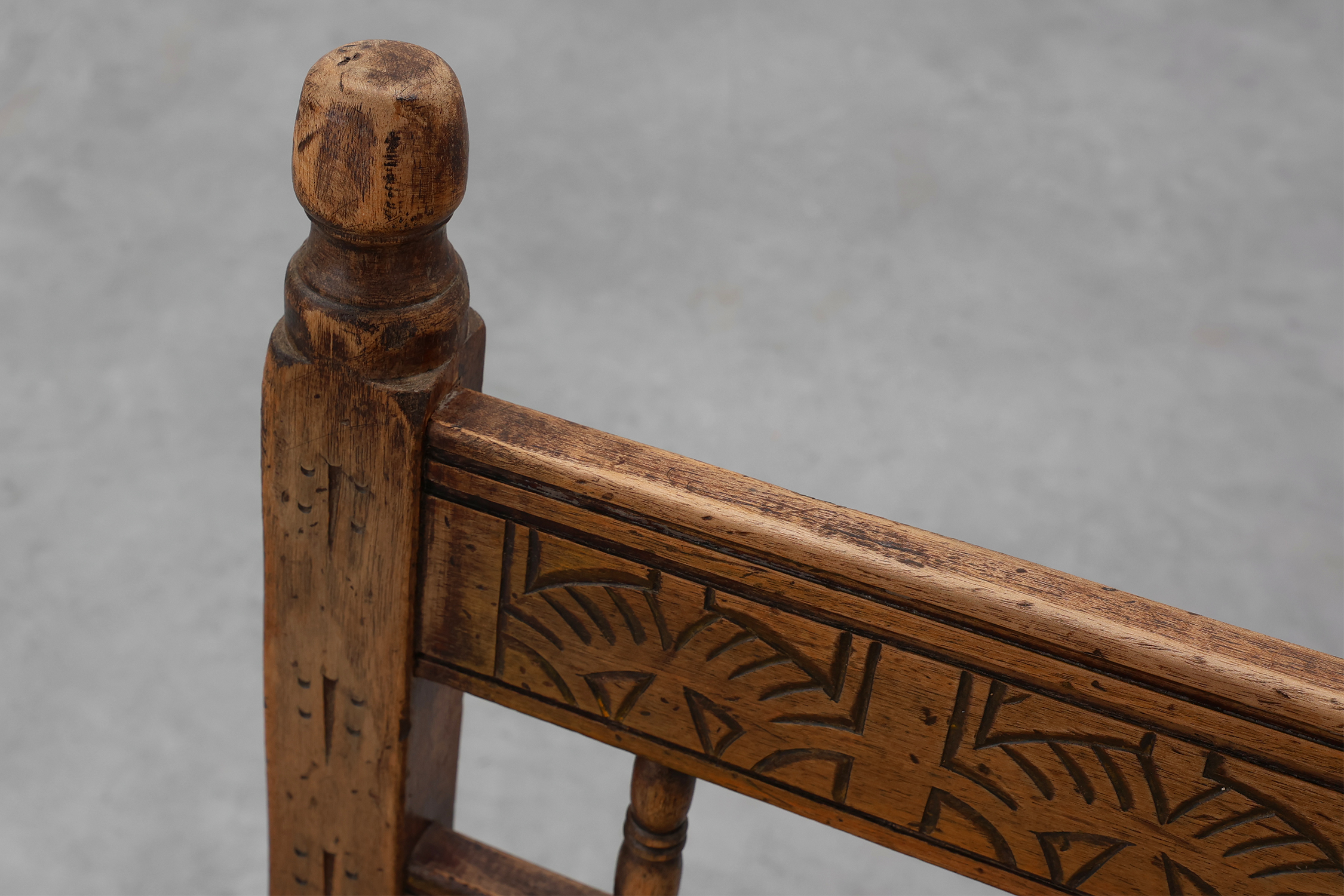 Six 19th Century Spanish Hand-Carved oak Side Chairs with Velour Seatthumbnail